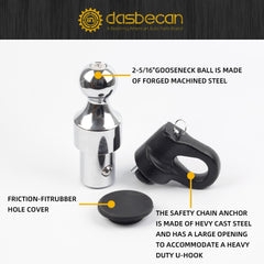 60692 Gooseneck Ball Safety Chain Kit Gooseneck Hitch Kit 30000lbs 2-5/16-Inch Compatible with F250 F350 F450 Sierra Silverado 2500 3500 HD with Carrying Case