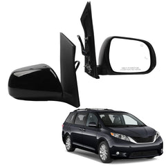 Passenger Side Mirror Compatible With 2013-2017 Toyota Sienna with Manual Folding Blind Spot Detection Power Heated Glass Gloss Black Cover Replace#TO1321301 8791008113(6pins)