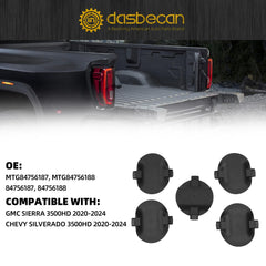 Platform Hitch 5th Wheel Mount Covers (One Center Hole Cover with Four Outer Hole Covers) Compatible with GMC Sierra & Chevy Silverado 3500HD 2020-2024 Replaces# MTG84756187 MTG84756188