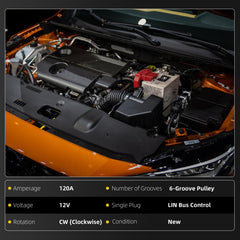 23100-6LX0A Alternator 120A 12V Compatible with Nissan Sentra 2020-2025 S SR SV 2.0L L4 6-Groove CW Replaces# 2310M-6LX0ARW 23100-6LB0A