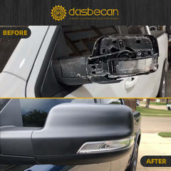 Left Driver Side Mirror Compatible with 2019-2024 Ram 1500 Rearview Mirror with Temp Sensor/Heated Glass/Signal Light/Puddle Light/Power Folding/Black Texture Cover (14pins)