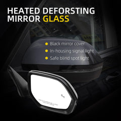 Right Passenger Side Mirror Compatible with 2018-2021 Volkswagen Atlas with Power Heated Glass, Manual Folding, Signal Light, Blind Spot Light, Black Mirror Cover Replace# VW1321177 (8Pins)