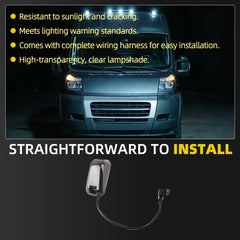 Dasbecan Black Front Roof Marker Lamp Assembly Roof Running Light Compatible with Ram ProMaster 1500 2500 3500 2014-2023 Replace# 926-109 68232473AA 68232473AB 68232473AC (5 Pack)
