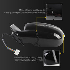 Driver Side Mirror Black Compatible with 15-24 Nissan Murano 9Pins | Heated Turn Signal Light Power Folding Power Glass Black Left Rear View Mirror, OE#96302-5AP4A, 963025AP4A