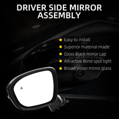 Driver Side Mirror Compatible with 2022-2024 Mitsubishi Outlander Left Door Mirror w/Power Folding, Turn Signal,Blind Spot Detestion,360° Camera and Heated Glass 7632F021(9+1Pins) - Dasbecan