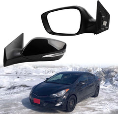 Left Driver Side Mirror Compatible With 2011-2013 Hyundai Elantra Rear view Mirror Black With Manual Folding/Heated/Power Adjustment/Turn Signal Replace# HY1320178, 87610-3Y000 (6Pin)