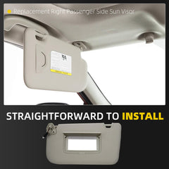 Sun Visor Compatible with 2014-2020 Nissan Rogue X-Trail Right Passenger Side Sunshade with Makeup Mirror Replace# 96400-4BA3E 96400-4BA1D(Gray)
