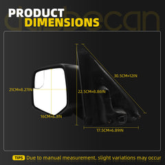 Left Driver Side Mirror Compatible with 2008-2012 Ford Escape with Power Glass, Blind Spot Glass, Non-Heated, Manual Folding, Black Texture Cap Replace#FO1320291 AL8Z17683AA (3Pins)