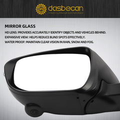 Driver Left Side Mirror with Camera Compatible with 2014-2019 Nissan Rogue Heated Turn Signal Power HD Glass Black Painted Manual Folding # NI1320254 96374-4BA0A 96374-4BA0A7 13Pins