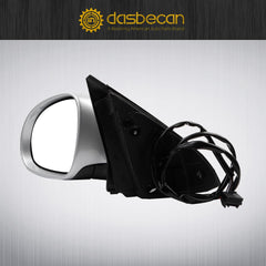 Driver Side Mirror Compatible with 2005-2010 Volkswagen Jetta Left Door Mirror With Turn Signal Light Manual Folding Power Heated Adjustment Glass Silver Gray Cover Replace# 8610332 (7pin)