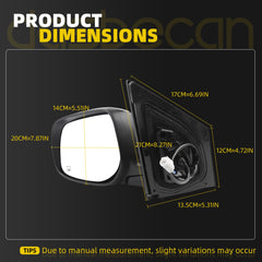 Left Driver Side Mirror Compatible With 2009-2013 Toyota Corolla With Power Glass Heated Manual Folding Door Mirror Silver Replace#8790902A81 TO1320247(5Pins)