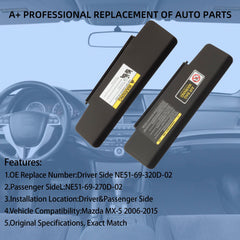 Front Right Passenger Side Sun Visor Built-in Mirror Compatible with 2006-2015 Mazda MX-5 Miata Replaces# NE51-69-270D-02 Black