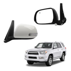 Left Driver Side Mirror Compatible with 2010-2013 Toyota 4runner with Power Heated Glass, Manual Folding, Turn Signal, Puddle Light, Gloss White Cover Replace# TO1320263 8794035A31-PFM(9Pins)