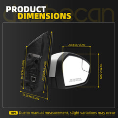 Right Passenger Side Mirror Compatible with 2017-2019 Ford Escape with Power Glass, Manual Folding, Non Heated, White Mirror Cap Replace# FO1321564 GJ5417682BB(3Pins)