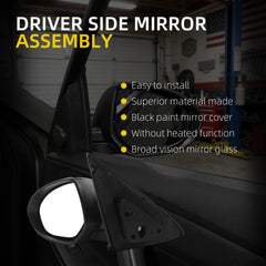 Left Driver Side View Mirror Compatible with Mazda 3 2010 2011 2012 2013 Door Mirror with Power Adjustment and Manual Folding Black Outside Mirror Replace# MA1320162 BBM26918ZL(3pins)