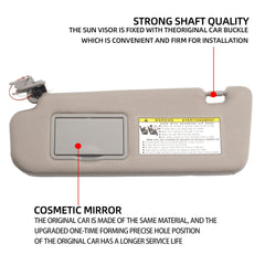 Grey Left Driver Side Sun Visor Compatible with Hyundai Sonata 2005 2006 2007 2008 2009 2010 Replaces# 852013K010QD 85202-0A750-QSQQH