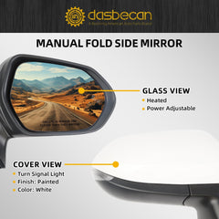 Passenger Side Mirror White Compatible with 2020-2025 Toyota Corolla Right Door Rearview Mirror Assembly Heated Manual Fold Power Adjustment Blind Spot Detection Turn Signal 7PIN #87910-02920