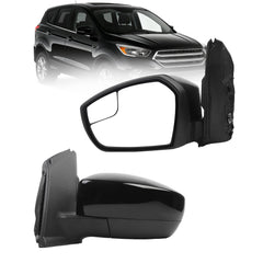 Left Driver Side Mirror Compatible with 2017-2019 Ford Escape with Power Glass, Manual Folding, Non Heated, Black Mirror Cap Replace# FO1320564 GJ5417683BB(3Pins)