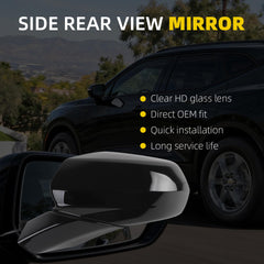 Rear View Mirror Assembly Compatible with Chevy Chevrolet Blazer 2019-2025 Manual Folding Heated Power Glass Replace 84698486 Left Driver Side Black(5Pins)