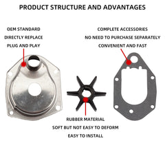 Water Pump Impeller Repair Kit for Mercury Marine Mariner Quicksilver Outboard 45 50 55 60 HP 2 4 Stroke Replace 46-812966A11 710-46-812966A11