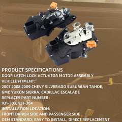 1 Pair Door Lock Actuator Motor Compatible with GMC Yukon Sierra Chevy Silverado Suburban 1500 Tahoe Cadillac Escalade 2007-2009 931-303 931-304 Front Driver & Passenger Side Door Latch Kit