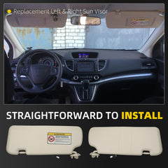 A Pair Sun Visor Compatible with 2012-2016 Honda CR-V Driver/Passenger Side Sunshade with Light Makeup Mirror Replace# 83280-T0A-H11ZA 83280-T0A-H11ZB(Beige) - Dasbecan