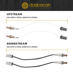 Oxygen O2 Sensor Upstream & Downstream Compatible with Chevy Silverado 1500 2500 3500 Blazer Camaro Impala Malibu GMC Buick Cadillac 2.5 4.3 4.8 6.0L 2013-2024 4PCS#234-4940 234-4974