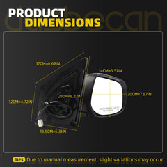 Passenger Side Mirror Compatible With 2009-2013 Toyota Corolla With Power Glass Heated Manual Folding Right Door Mirror Gray Replace#8790802B01 TO1321247(5Pins)