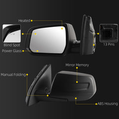 Side Rear View Mirror Compatible With 2017-2019 GMC Acadia Power Glass Bind Spot Heated Door Mirrors ViewMirror Left Driver Side Replace# GM1320616 84293663 84293663-PFM(13 Pins)