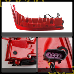 Dasbecan Side Taillight Assembly Compatible with 2013-2018 Cadillac ATS with LED Bulbs