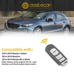 Key Fob Replacement 4 Buttons Compatible with Mazda 3 Mazda 6 2014-2018 MX-5 Miata 2016-2019 Smart Remote Control Keyless Entry Replaces GJY9-67-5DY WAZSKE13D01 IC: SKE13D-01 315MHz ID49