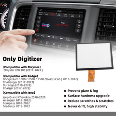 8.4" Touch Screen Digitizer Uconnect Radio Compatible with Dodge RAM 1500 2500 3500 Durango Challenger Jeep Chrysler 2017-2022 Navigation System LA084X01(SL)(01) (Without LCD)