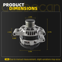 Alternator Compatible with Toyota Camry RAV4 2018-2023 L4 2.5L ; Avalon 2021 Corolla L4 2.0L 2019 2020 12V 100A Replaces# 104211-4160 27060-25010