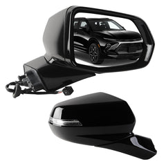 Rear View Mirror Assembly Compatible with Chevy Chevrolet Blazer 2019-2025 Manual Folding Heated Power Glass Turn Signal Light Replace 84539678 Right Passenger Side Black(7Pins)