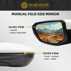Left Driver Side Door Mirror Assembly Compatible with Honda Civic 2016 2017 2018 2019 2020 2021 Power Glass Heated Replaces HO1320284 White 5Pins (For US Built Models)