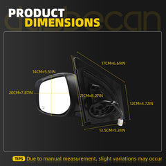 Driver Side Mirror Compatible With 2009-2013 Toyota Corolla With Power Glass Heated Manual Folding Left Door Mirror Gray Replace#8790902A81 TO1320247(5Pins)