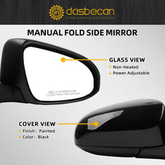 Right Passenger Side Mirror Compatible with Toyota Corolla 2014-2019 Power Glass Manual Folding Non-Heated Paint to Match Door Mirror Assembly Replaces TO1321293 Black 3Pins