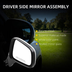 Right Passenger Side Mirror Compatible with 2017-2022 Chevy Trax with Power Heated Glass, Manual Folding, White Mirror Cover Replace# GM1321579 42654477 (5Pins)