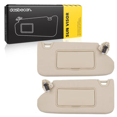 Beige Pair Sun Visor Compatible with Nissan Altima 2013-2018 with Mirror and Vanity Light Without Sunroof Replaces# 96401-3TA2A