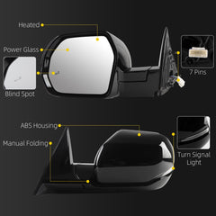 Side Mirror For 2022-2026 Toyota Tundra Left Driver Side 7 Pin | Power Glass Blind Spot Heated Door Mirrors ViewMirror Assembly Replace# 879400C661