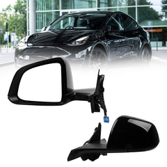 Side Rear View Mirror Compatible with 2020-2024 Tesla Model Y Power Heated Power Folding with Mirror Memory Left Driver Side #1594111-00-C 159411100C (Black 13pin)