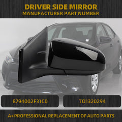 Left Driver Side Mirror Compatible with Toyota Corolla 2014-2019 Power Glass Heated Paint to Match Door Mirror Assembly Replaces TO1320294 8794002F31C0 Black 5Pins