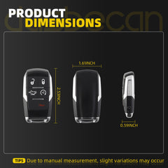 Remote Control Key Fob Replacement Compatible with 2019-2024 Dodge Ram 2500 3500 4500 5500 GQ4-76T Keyless Entry Systems 68374994AC 68374994AA 68374994AB 433MHz (5 Buttons)