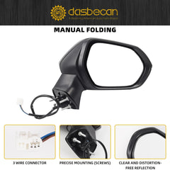 Passenger Side Mirror Compatible with Toyota Corolla 2020-2025 Sedan Power Adjustment Manual Fold Non-Heated Paint to Match Right Rearview Door Mirror Assembly Replace TO1321391 3Pins Black