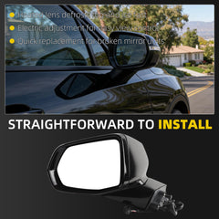 Rear View Mirror Assembly Compatible with Chevy Chevrolet Blazer 2019-2025 Manual Folding Heated Power Glass Turn Signal Light Replace 84539677 Left Driver Side Black(7Pins)