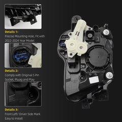 Left Driver Side Headlight Assembly Compatible with 2022 2023 2024 Hyundai Tucson Front LED Headlamp Replace# HY2502250 92101-CW150 - Dasbecan