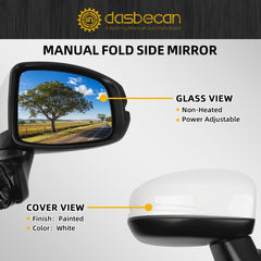 Passenger Side Mirror White Compatible with 2015-2020 Honda Fit Right Mirror 3PINS Replaces 76208-T5R-305, 76208-T5R-A01