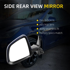 Side Rear View Mirror Compatible with 2020-2024 Tesla Model Y Door Rearview Mirror Heated Power Glass Mirror Memory Power Folding Driver Left 1594111-00-C 159411100C(13pin Deep Blue)