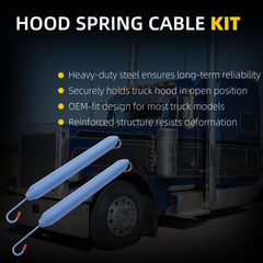 Hood Spring Cable Kit Compatible with 1987-2006 Peterbilt 357 377 379 Replaces 13-03761 13-03663 L92-6000-0718 13-04638 13-03662