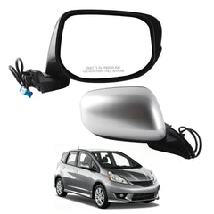 Passenger Door Side Mirror Compatible With 2009-2014 Honda Fit Right Side View Mirror with Manual Folding Power Glass Non-Heated Silver Replace# HO1321246 76208-TK6-305 76208TK6305(3 Pins)